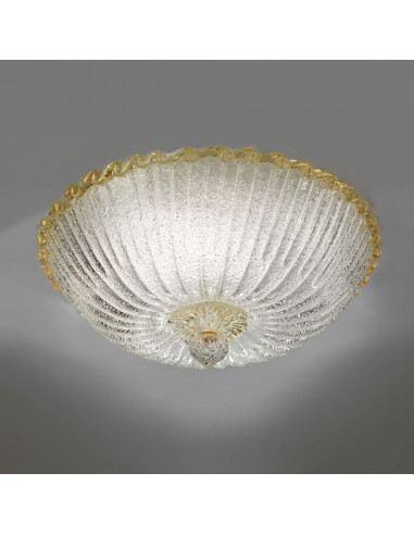 Lampadario in vetro di murano con decori in oro