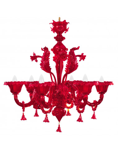 VogueGlass - lampadario in vetro di murano rosso di lusso