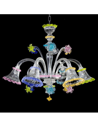 Pergolesi - lustre en verre de Murano multicolore et transparent