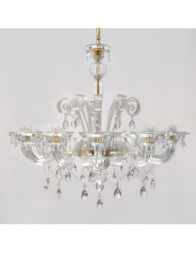 Acqua Alta Deluxe - Murano gold chandelier with swarovski drops - grey background