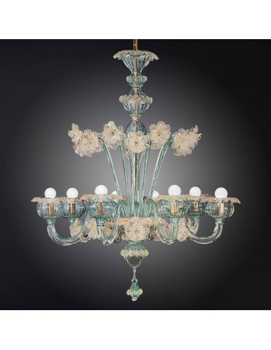 Murano chandelier green and gold