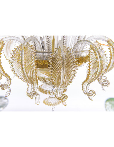 Dettaglio fiori lampadario murano con oro 24k