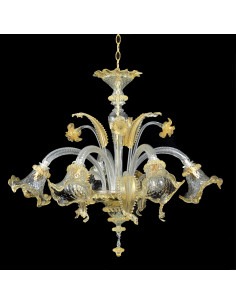 Murano glass chandelier with gold decorations