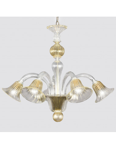 Canaletto - modern Murano glass chandelier in 24k gold crystal Venetian design model