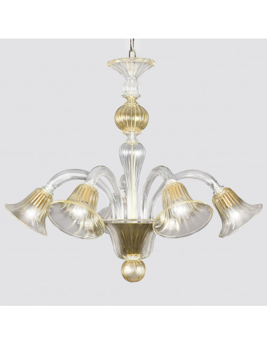 Canaletto - lampadario in vetro di murano moderno in cristallo oro 24k modello veneziano di design