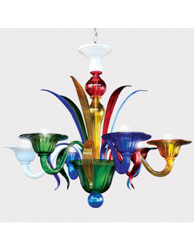 Lampadario in vetro di murano multicolor modello Peggy - sfondo chiaro