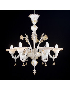 Lampadario murano bianco con dettagli oro willaert