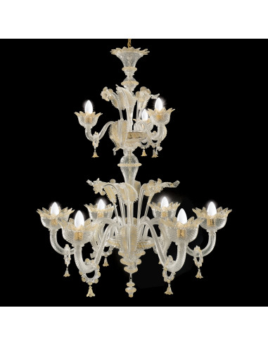 Lampadario classico ed elegante in vetro di Murano modello Imperiale - sfondo nero