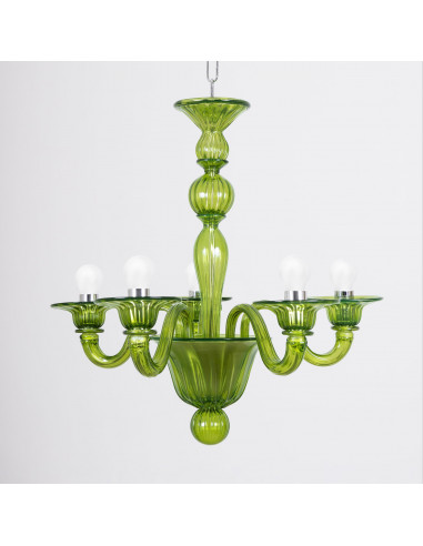 lampadario in vetro di murano modello Blavet Mignon colore verde rigadin