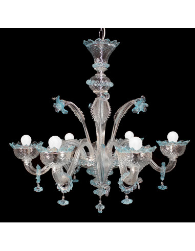 Verrocchio - lampadario in vetro di murano classico cristallo azzurro