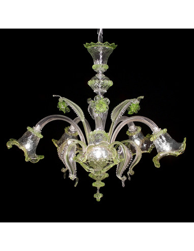 Sacchiero - lampadario in vetro di murano classico cristallo verde