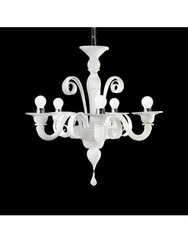 Electre Mignon - classic micro chandelier in milky white Murano glass