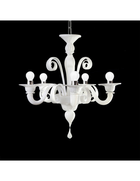 Electre Mignon - classic micro chandelier in milky white Murano glass Electre Mignon - classic micro chandelier in milky white Murano glass