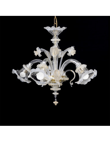 Helene Mignon - lampadaire micro in vetro di murano bianco e oro