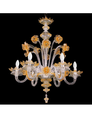 Falier - Murano glass chandelier with amber details