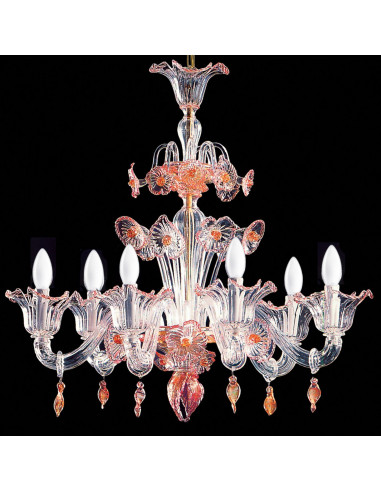 Valier modern murano glass chandelier with orange flowers