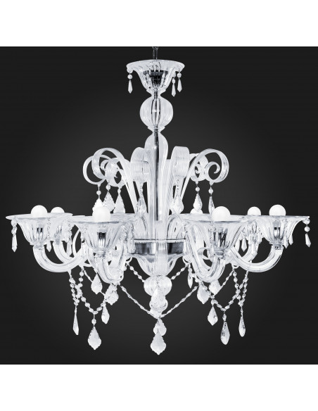Murano chandelier with strass mod: High Water - Black background Murano chandelier with strass mod: High Water - Black background