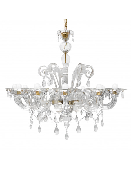 Acqua Alta Deluxe - Murano gold chandelier with swarovski drops - white background
