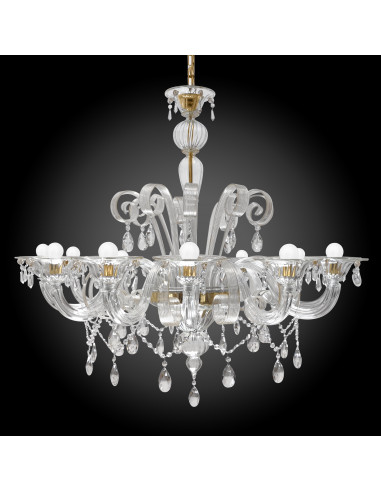 Acqua Alta Deluxe - Murano gold chandelier with swarovski drops