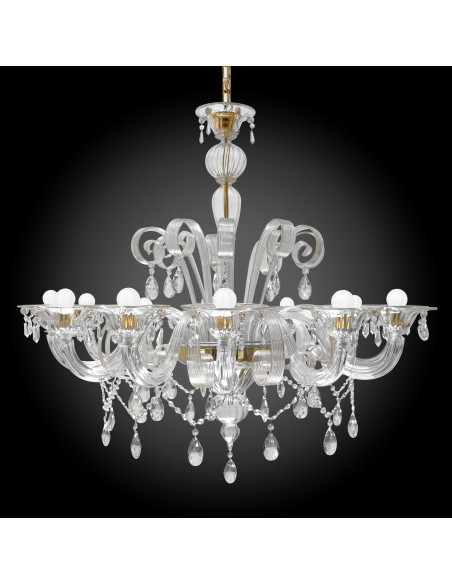 Acqua Alta Deluxe - Lampadario di Murano oro con gocce swarovski Acqua Alta Deluxe - Lampadario di Murano oro con gocce swarovski
