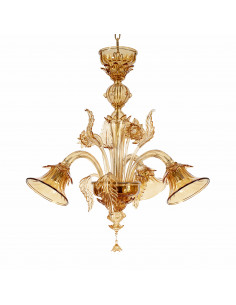 Lampadario piccolo in vetro di murano fumè ambra
