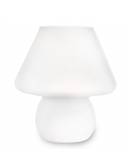 Lampada a fungo bianca modello epigeo vintage in vetro di murano Lampada a fungo bianca modello epigeo vintage in vetro di murano