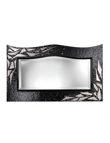 Miroir avec cadre en verre de Murano noir et argent, modèle Luxury mirror