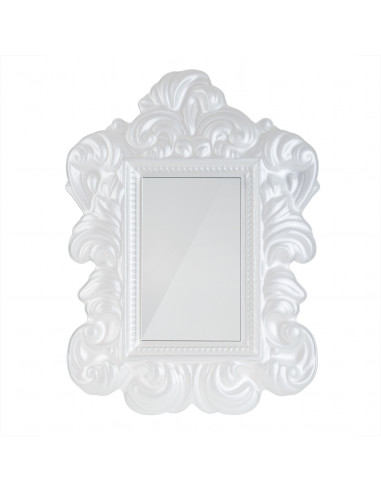 Mirror with white murano glass frame morosini model