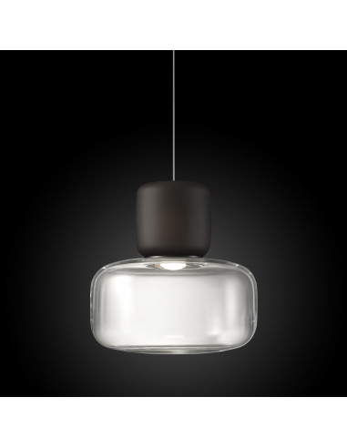 Cogi sospensione design in vetro di murano trasparente su sfondo nero