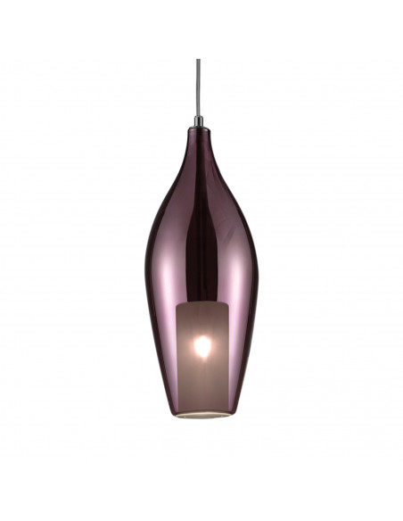 Suspension design Vitrum en verre de murano chromé rose