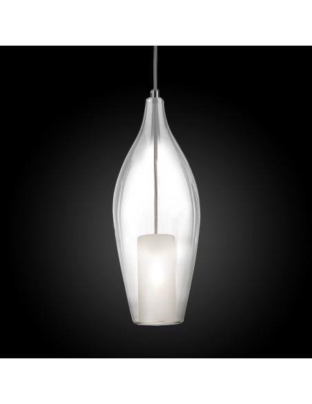 Vitrum suspension design in transparent satin Murano glass on a black background Vitrum suspension design in transparent satin Murano glass on a black background