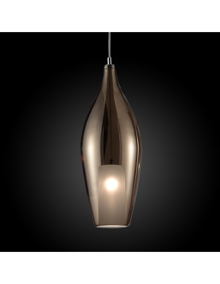 Suspension design Vitrum en verre de murano gravé fumé sur fond noir Suspension design Vitrum en verre de murano gravé fumé sur fond noir