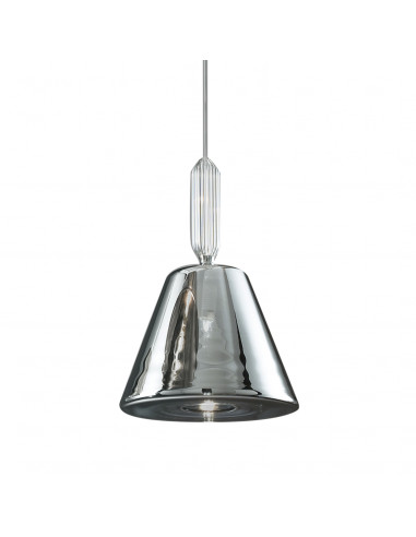 Suspension design Trigo en verre de murano coloris chrome