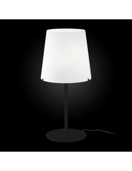 Lampada da tavolo in Vetro di Murano di design modello Albus mini con struttura nera su sfondo nero Lampada da tavolo in Vetro di Murano di design modello Albus mini con struttura nera su sfondo nero
