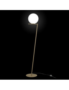 Lampe pied en cristal transparent cannelé et métal doré antique - Masiero,  spécialiste du lustre en cristal et de la lampe en verre de murano - Réf.  11110716 - mobile