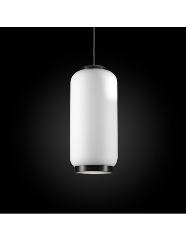 Lac - Pendant lamp - Beveled cylinder on a black background