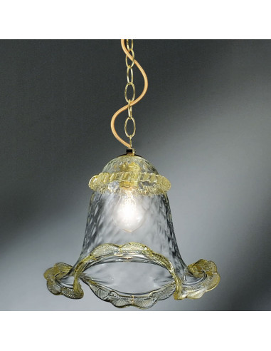 pendentif en verre de Murano modèle calle cristal or