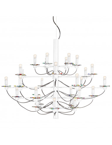 Àlbore - Design chandelier in white steel with Murrine