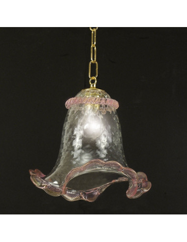 suspension in murano glass crystal gold pink calle model 