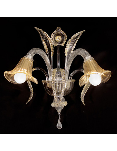 Manuzio - Applique in vetro di Murano e oro 24k - tazze a fiore calla