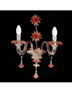 Menegario - Applique in vetro di Murano Oro 24k e rubino