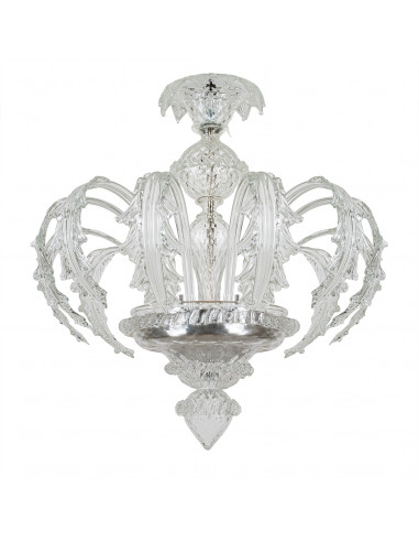 Murano glass ceiling light with Coen model crystal leaves