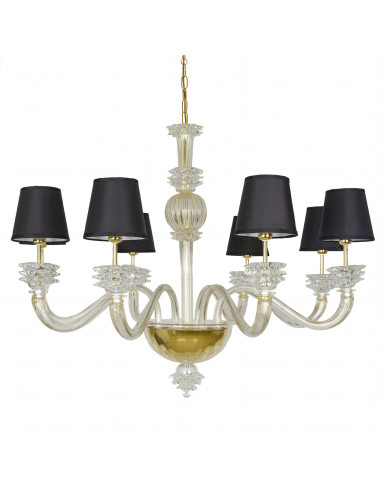 Murano glass chandelier with black lampshades