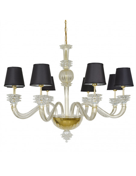 Murano glass chandelier with black lampshades Murano glass chandelier with black lampshades
