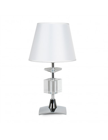 Lampada da tavolo in acciaio e vetro di murano design moderno paralume bianco
