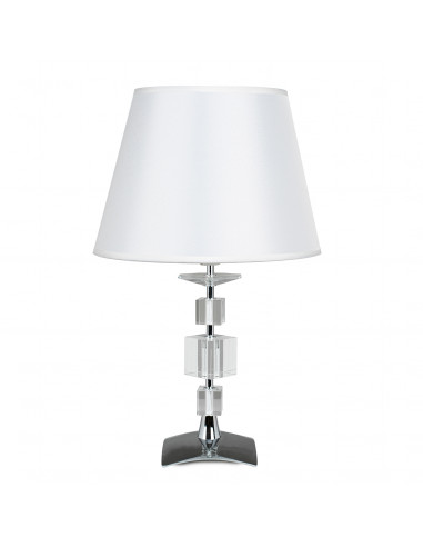 Lampada da tavolo in acciaio e vetro di murano design moderno paralume bianco