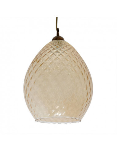 Modern suspension lamp in Murano Amber Balloton glass