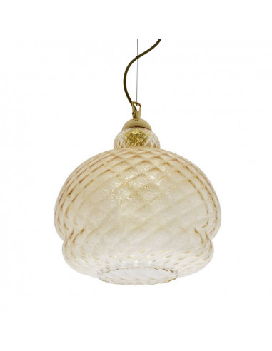 Shabby chic bubble pendant lamp in Murano glass, bonbon model