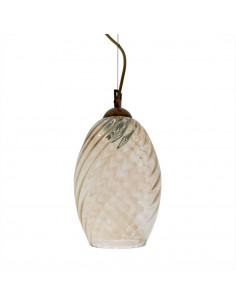 Modern spiral suspension lamp rigadin in amber Murano glass