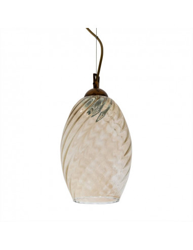 Modern spiral suspension lamp rigadin in amber Murano glass
